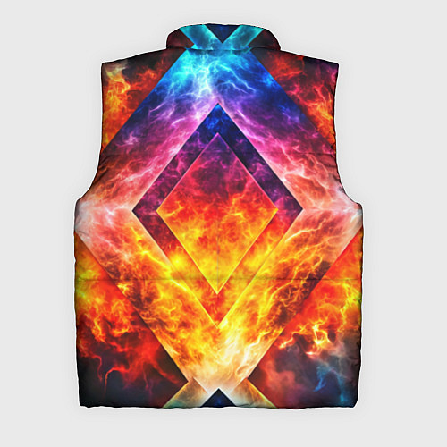 Мужской жилет Красочный неоновый узор с огнем на фоне / 3D-Черный – фото 2