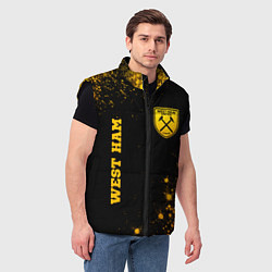 Мужской жилет West Ham - gold gradient вертикально, цвет: 3D-черный — фото 2