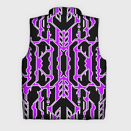 Мужской жилет Техно фиолетовые линии с белой обводкой на чёрном / 3D-Светло-серый – фото 2