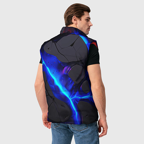 Мужской жилет Темный синий неон из разлома плит / 3D-Красный – фото 4