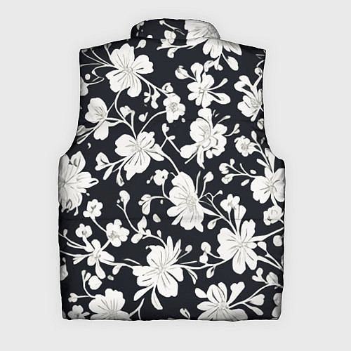 Мужской жилет Патерн белых цветов на черном фоне / 3D-Черный – фото 2