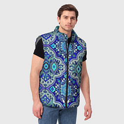 Мужской жилет Сине - голубые узоры, цвет: 3D-светло-серый — фото 2