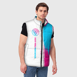 Мужской жилет Manchester City neon gradient style по-вертикали, цвет: 3D-черный — фото 2