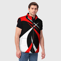 Мужской жилет Красные и белые линии, цвет: 3D-черный — фото 2