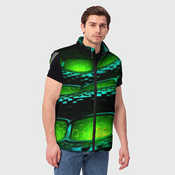 Мужской жилет Зеленая змеиная абстрактная текстура, цвет: 3D-светло-серый — фото 2