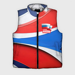 Мужской жилет Герб России на абстрактном фоне в цветах России, цвет: 3D-светло-серый