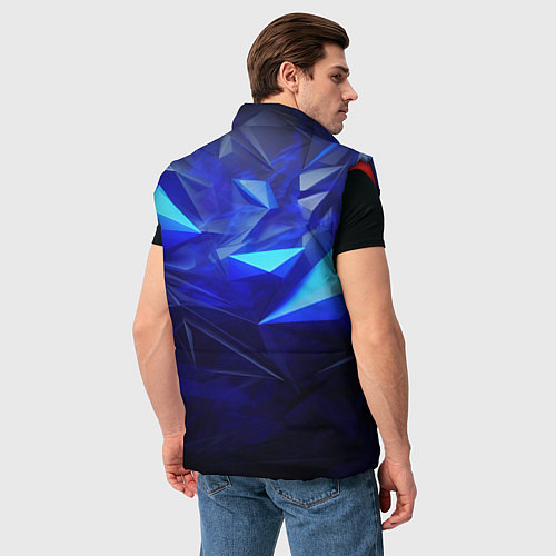 Мужской жилет Герб России на синей абстракции / 3D-Красный – фото 4