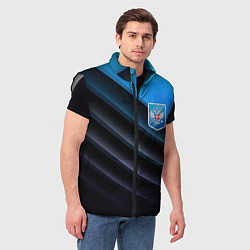 Мужской жилет Герб России и черно-синяя абстракция, цвет: 3D-светло-серый — фото 2