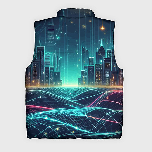 Мужской жилет Metropolis - vaporwave neon glow / 3D-Светло-серый – фото 2