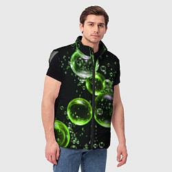 Мужской жилет Зеленые пузыри на черном, цвет: 3D-светло-серый — фото 2
