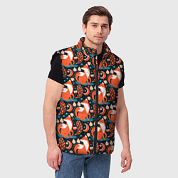 Мужской жилет Разноцветный орнамент лисы паттерном, цвет: 3D-черный — фото 2
