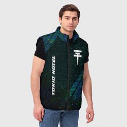 Мужской жилет Tokio Hotel glitch blue, цвет: 3D-черный — фото 2