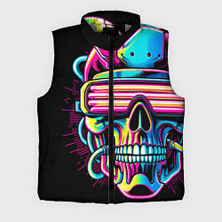 Мужской жилет Cyber skull - ai art neon, цвет: 3D-светло-серый