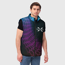 Мужской жилет Exeed neon hexagon, цвет: 3D-черный — фото 2