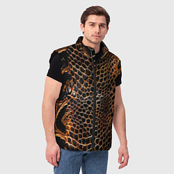 Мужской жилет Реалистичная кожа змеи темно коричневая, цвет: 3D-черный — фото 2
