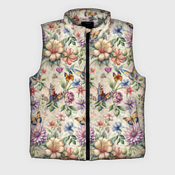 Мужской жилет Летний узор с цветами и бабочками