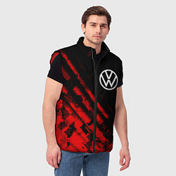 Мужской жилет Volkswagen sport grunge, цвет: 3D-красный — фото 2