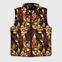 Мужской жилет Золотые лилии на красном бархатном фоне
