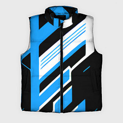 Мужской жилет Бело-синие полосы на чёрном фоне, цвет: 3D-черный