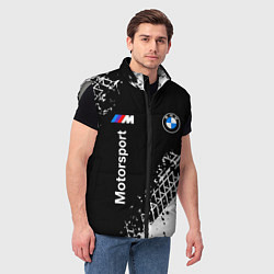 Мужской жилет БМВ: следы от шин, цвет: 3D-светло-серый — фото 2