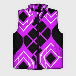 Мужской жилет Чёрные квадраты и белые полосы на фиолетовом фоне, цвет: 3D-черный