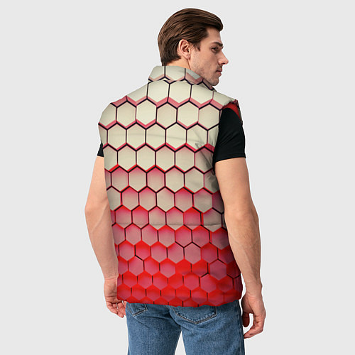 Мужской жилет Гексагональные блоки с красной подсветкой / 3D-Красный – фото 4