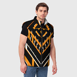 Мужской жилет Жёлто-белые линии на чёрном фоне, цвет: 3D-черный — фото 2