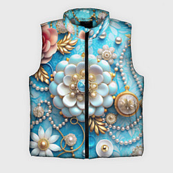 Мужской жилет Цветы и жемчуг, цвет: 3D-светло-серый