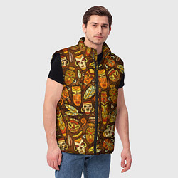 Мужской жилет Африканские маски - паттерн, цвет: 3D-черный — фото 2