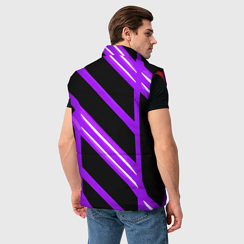Мужской жилет Чёрно-белые полосы на фиолетовом фоне / 3D-Красный – фото 4