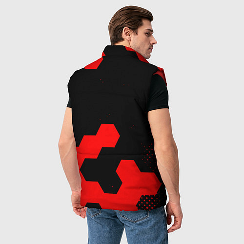 Мужской жилет Герб РФ спортивный стиль соты / 3D-Красный – фото 4