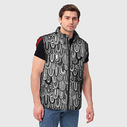 Мужской жилет Абстрактные перья черно - белые, цвет: 3D-красный — фото 2