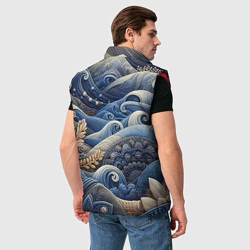 Мужской жилет Джинсовые волны - нейросеть / 3D-Красный – фото 4