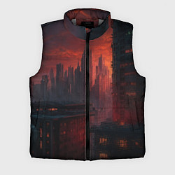 Мужской жилет Футуристичный вечерний пейзаж, цвет: 3D-светло-серый