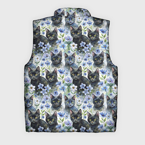 Мужской жилет Черные коты в незабудках / 3D-Светло-серый – фото 2