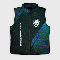 Мужской жилет Cyberpunk 2077 glitch blue, цвет: 3D-черный