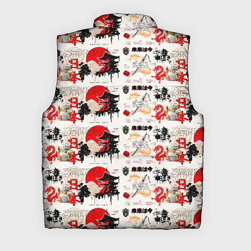Мужской жилет Японские символы и элементы культуры / 3D-Черный – фото 2