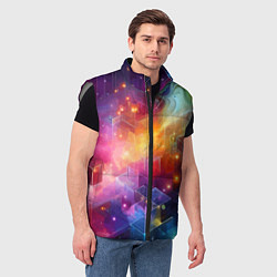 Мужской жилет Геометрический неоновый космос - нейросеть, цвет: 3D-светло-серый — фото 2