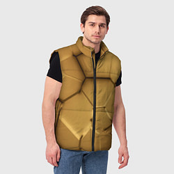 Мужской жилет Золотые неоновые плиты в разломе, цвет: 3D-черный — фото 2