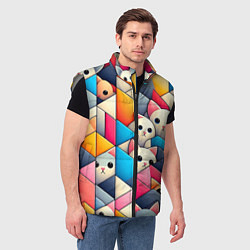 Мужской жилет Geometric pattern with kittens - ai art, цвет: 3D-светло-серый — фото 2