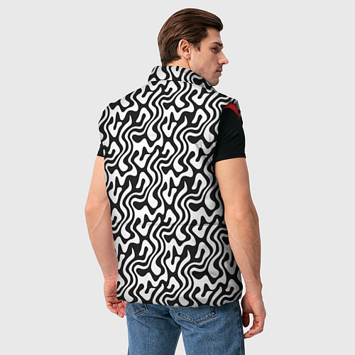 Мужской жилет Черно-белый узор с абстрактными линиями / 3D-Красный – фото 4