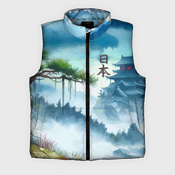 Мужской жилет Японский пейзаж - акварель живопись