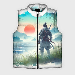 Мужской жилет Японский самурай на берегу горного озера