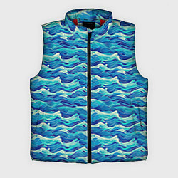 Мужской жилет Абстрактный волнистый узор в синих тонах