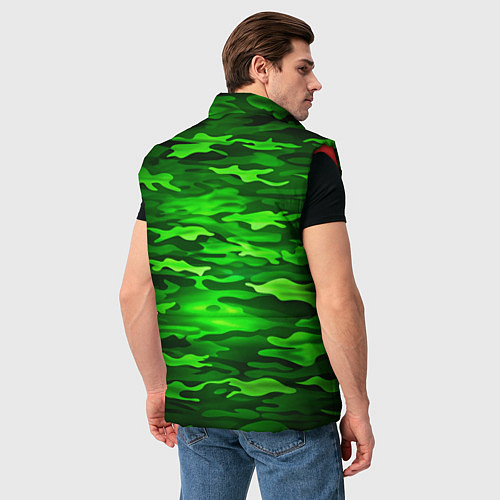 Мужской жилет Зелёные водоросли-камуфляж / 3D-Красный – фото 4