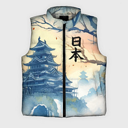 Мужской жилет Japanese landscape - watercolor, цвет: 3D-светло-серый