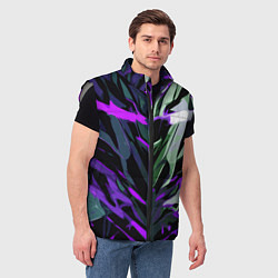 Мужской жилет Хаотичная чёрно-фиолетово абстракция, цвет: 3D-светло-серый — фото 2