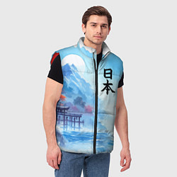 Мужской жилет Японский морской пейзаж - нейроарт, цвет: 3D-красный — фото 2