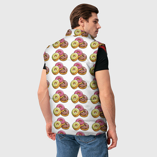 Мужской жилет Пончики-фастфуд паттерн / 3D-Красный – фото 4