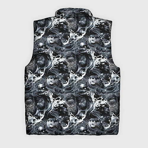 Мужской жилет Выдры купаются в речке - паттерн / 3D-Черный – фото 2
